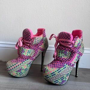 Vibrant Pink and Purple Women's High Heels